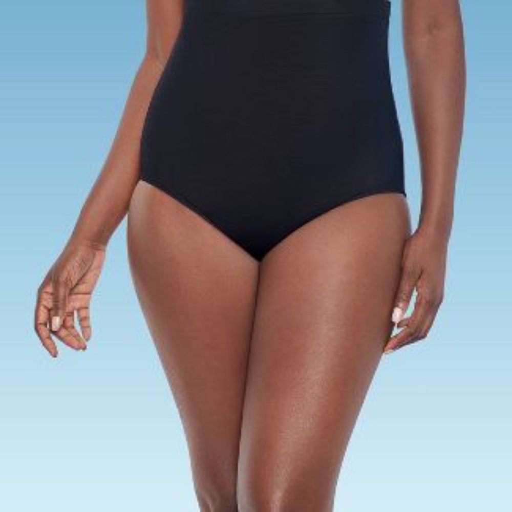 Miracle Brands Dreamsuit Slimming Control Ultra High Waist Swim Bottom Black 14